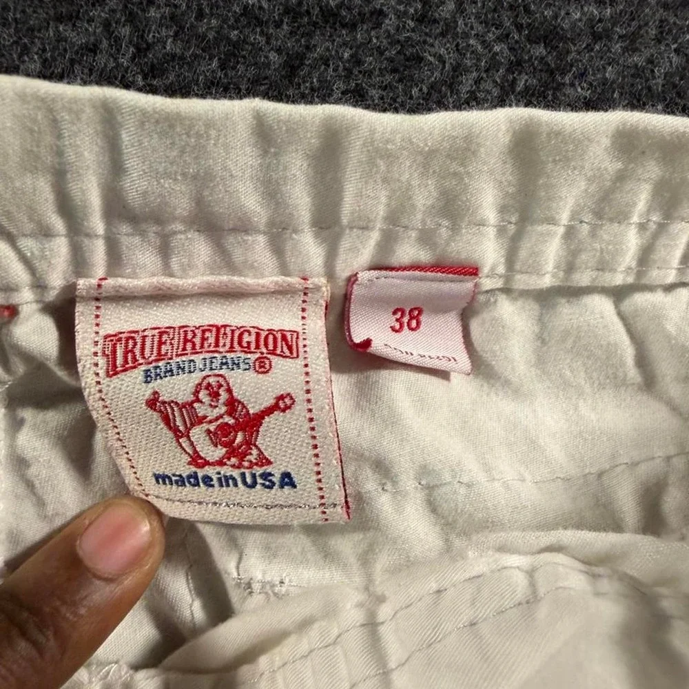 True Religion Mens White Cargo Shorts Size 38 Y2K Streetwear Designer Denim